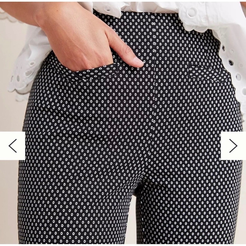Anthropologie The Essential Slim Pants Polka‎ Dot Black White Geometric Crop 8